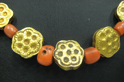 Gold and Coral Beaded Necklace