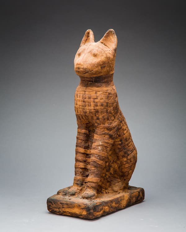 Egyptian deified mummy of a crouching cat, 600 BCE - 300 BCE