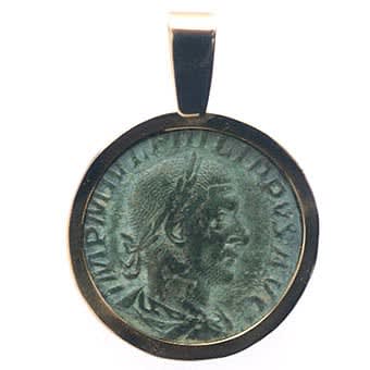 Gold Pendant with Bronze Sestertius of Emperor Philip I