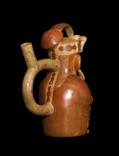 Moche Stirrup Vessel Depicting a Seated Man