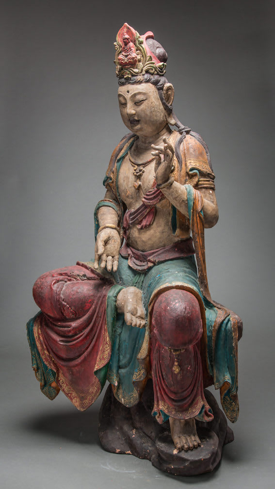 Ming Wooden Polychromed Bodhisattva