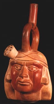 Moche Portrait Head Stirrup Vessel