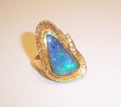 Ring Composed of a Genuine Australian Boulder Opal