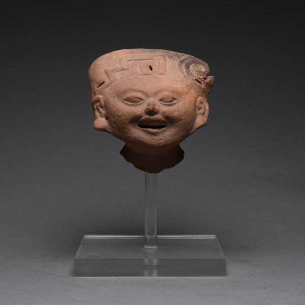 Remojadas Terracotta Sculptural Fragment of a Smiling Head