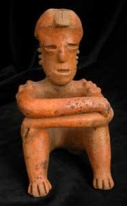 San Sebastián Style Nayarit Terracotta Sculpture of a Seated Man