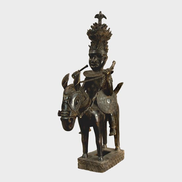 Benin Equestrian Sculpture of an Oba or a Foreign Ruler