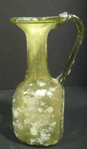 Pale Green /Amber Glass Jug with Square Base