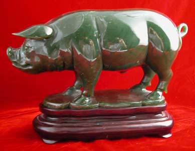 Jade Sculpture of a Pig