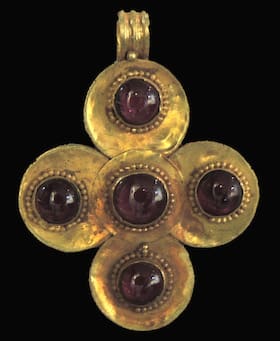 Gold Cross with Garnets