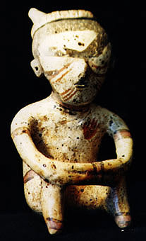 Chinesco Style (Type C) Nayarit Terracotta Sculpture of a Seated Man