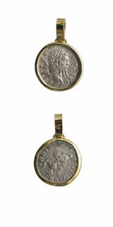 Gold Pendant with Silver Denarius of Emperor Septimius Severus