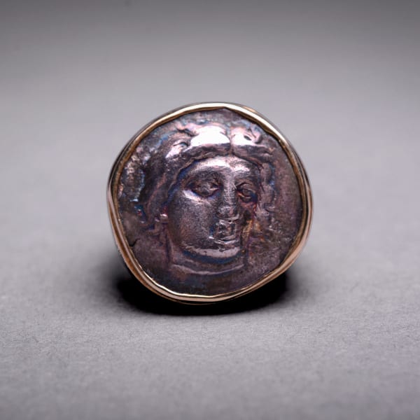 Gold Ring Featuring a Silver Didrachm from the Island of Rhodes