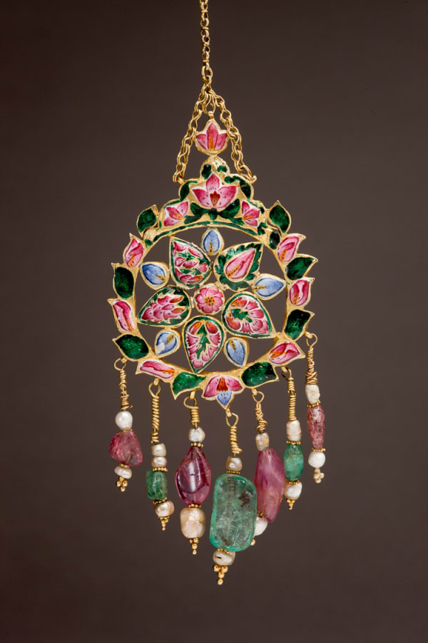 Ruby and emerald Indian pendant