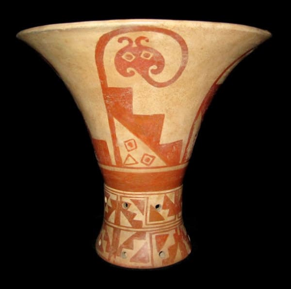 Moche Painted Terracotta Florero Vessel