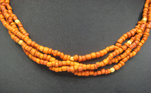 Coral Glass Bead Necklace