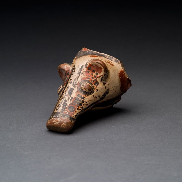 Polychrome Bowl Support in the Form of a Head of an Animal
