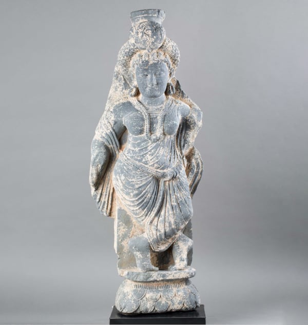Gandhara Grey Schist Figure of a Yakshi
