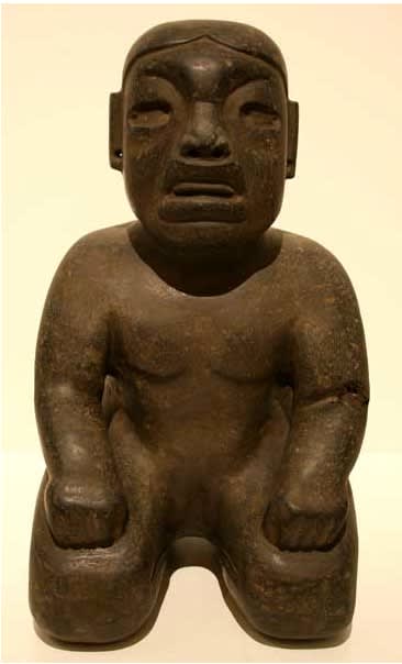 Olmec Stone Sculpture of a Seated Man