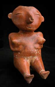 Chinesco Style (Type B) Nayarit Terracotta Sculpture of a Seated Woman