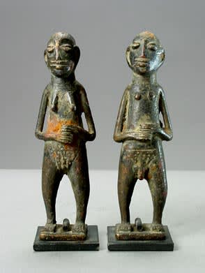 Yoruba Bronze Sculptural Pair of a Royal Couple