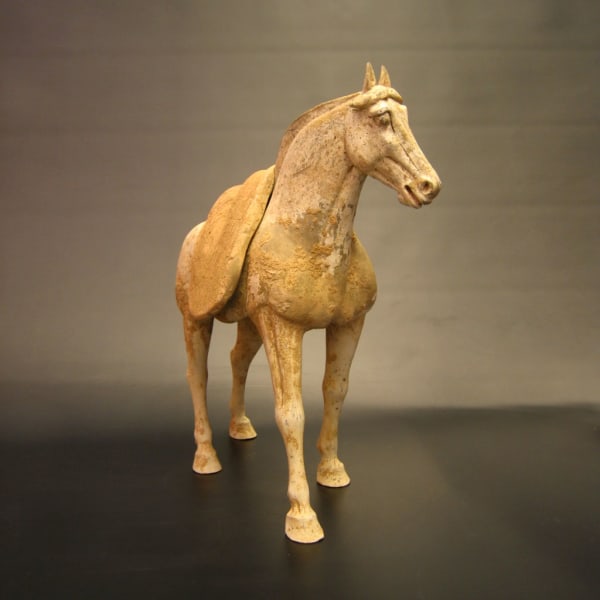 Early Tang Painted Pottery Horse with Detachable Saddle
