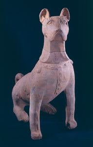 Han Large Terracotta Sculpture of a Sitting Dog