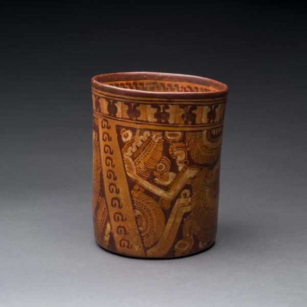 Mayan Babilonia Polychrome Cylindrical Vessel