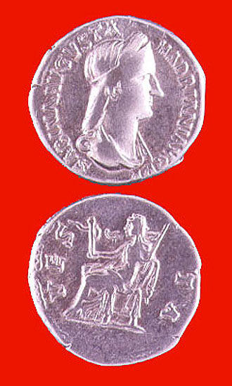 Silver Denarius of Empress Sabina