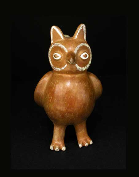 Moche Horned Owl Stirrup Vessel