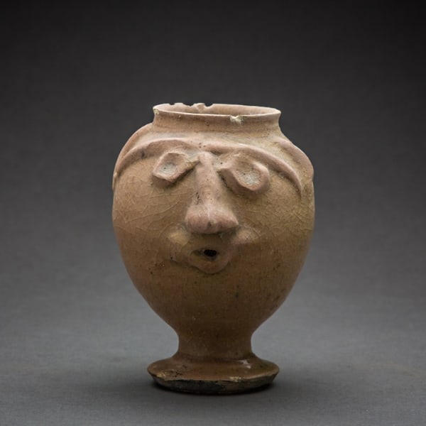 Bactrian Glazed Terracotta Vessel in the Form of a Head