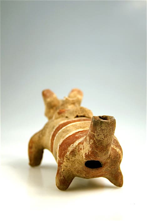 Colima Terracotta Whistle in the Form of a Dog with a Puppy on its Back