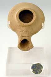 Herodian Oil Lamp and Bronze Coin