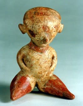 Chinesco Style (Type C) Nayarit Terracotta Sculpture of a Seated Figure