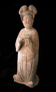 T'ang Painted Terracotta Sculpture of a Lady-in-Waiting