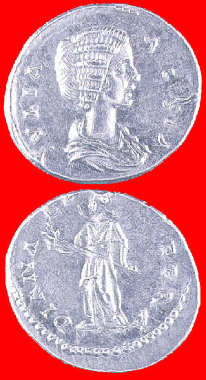 Silver Denarius of Empress Julia Domna