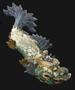 Ming Glazed Terracotta Architectural Sculpture of a Dragon Fish