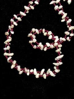 Freshwater Pearl and Garnet Bead Necklace