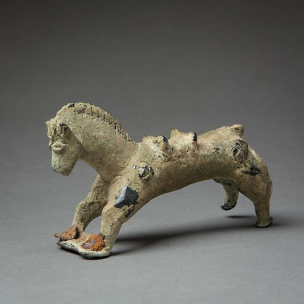 Sassanian Bronze Sculpture of a Saddled Horse