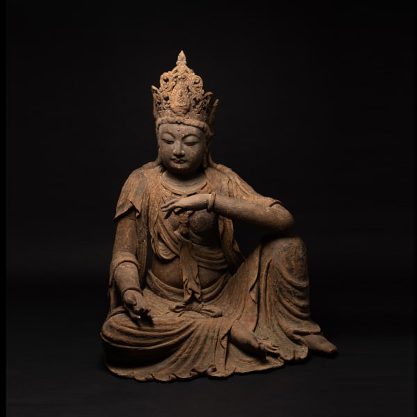 Ming Wooden seated Guanyin in relaxed posture