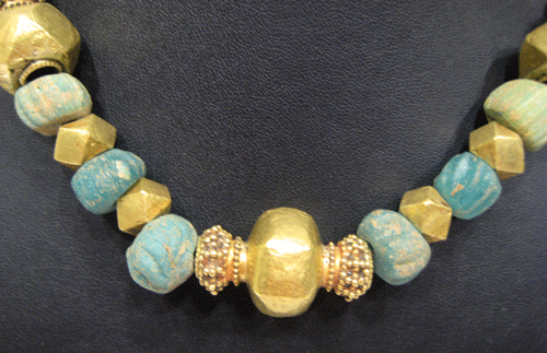 Ancient Glass and Gold Beaded Necklace