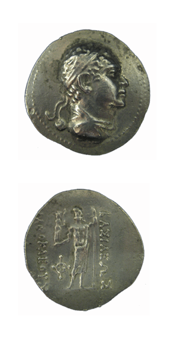 Bactrian Silver Tetradrachm of King Agathokles