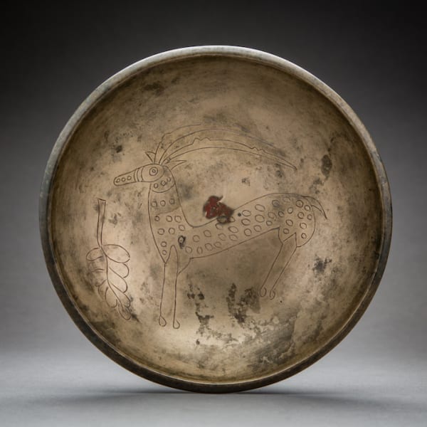 Sassanid Bronze Bowl with an Incised Ibex
