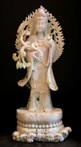 Lavender Jade Sculpture of Guan Yin
