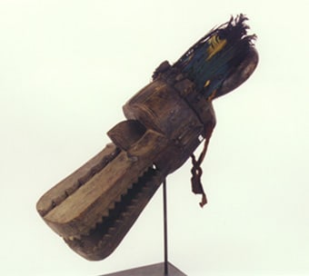 Toma Wooden Landai Mask with Feathers