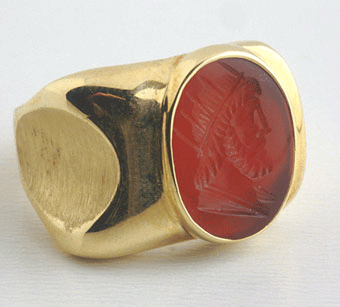 Red Carnelian Intaglio Depicting a Roman Emperor