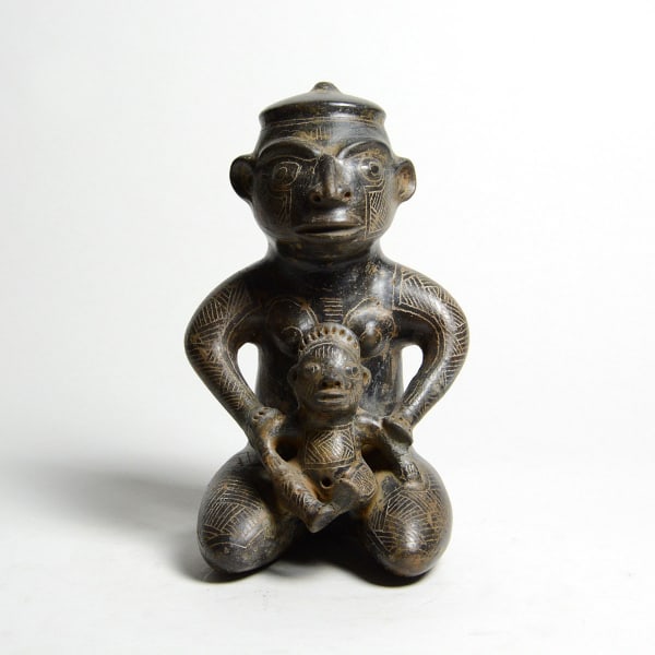 Kneeling Male With Child Sculpture