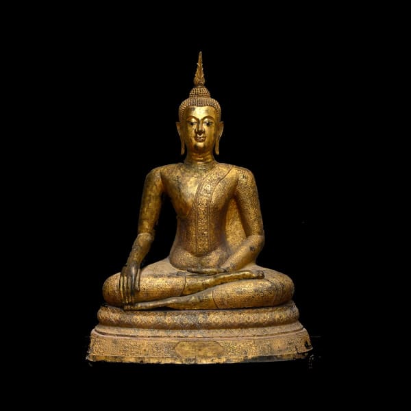 Rattanakosin Gilt Bronze Sculpture of the Buddha Seated in the Dhyanasana Position