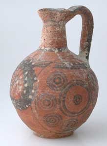 Cypriot Iron Age Jug With Painted Circular Motifs