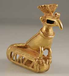 Sinu Gold Knob of a Ceremonial Staff Featuring a Bird