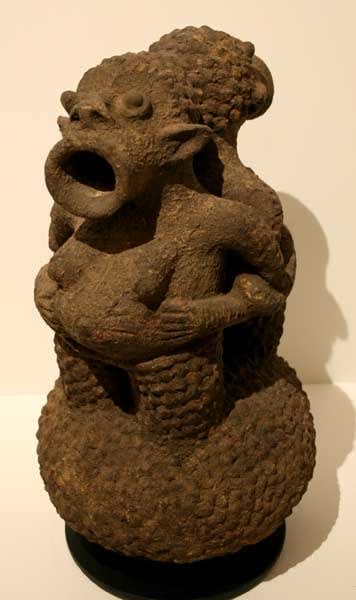 Mambila Terracotta Vessel with a Pair of Pregnant Women